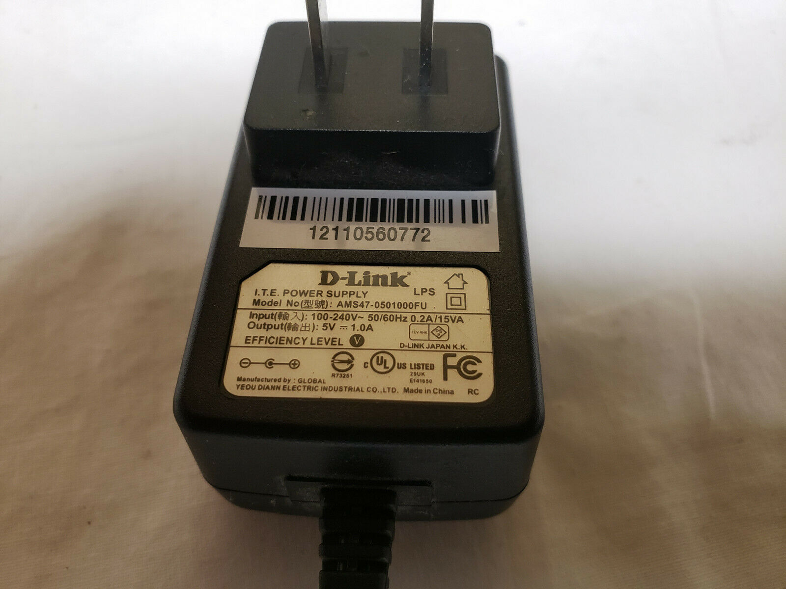 100% brand New D-Link AMS47-0501000FU 5V 1A AC DC Power Supply Adapter Charger
